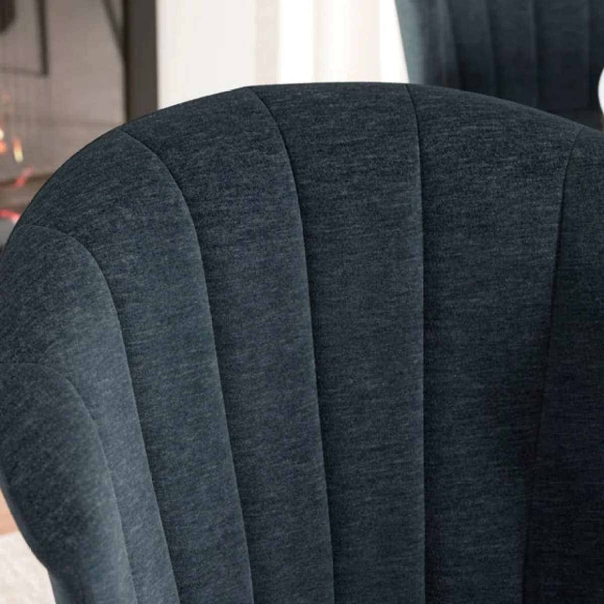 Kendall Dining Chair with Black Legs, Chenille – image 3