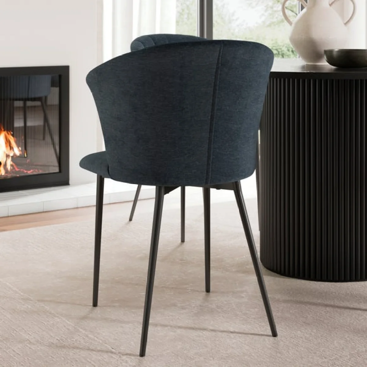 Kendall Dining Chair with Black Legs, Chenille – image 6