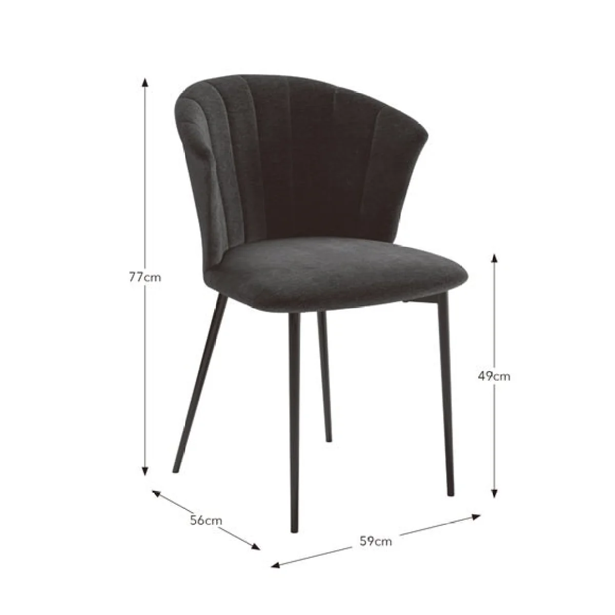 Kendall Dining Chair with Black Legs, Chenille – image 9