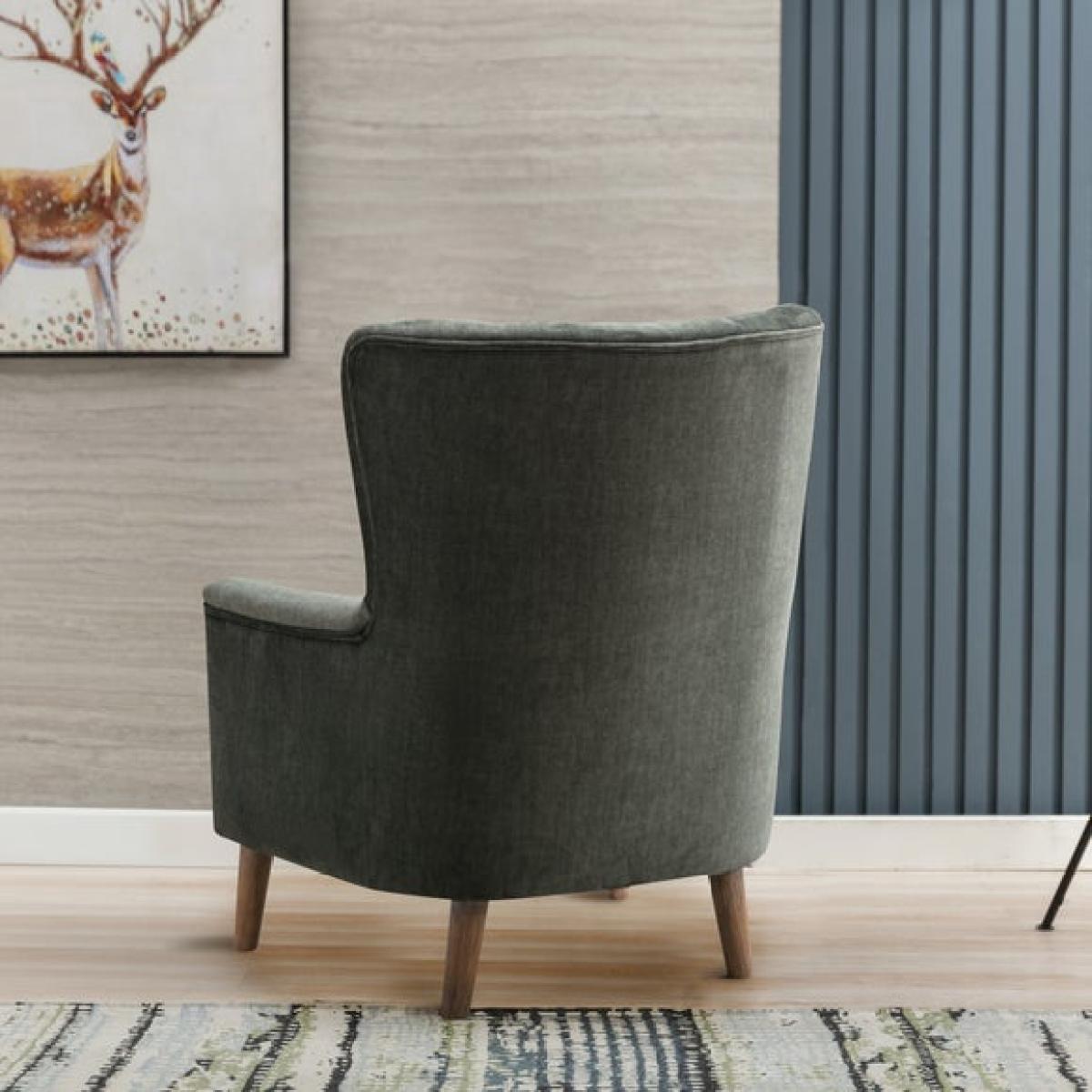 Return - Image Furnishings Charlotte Velvet Wingback Occasional Armchair, Green – image 3