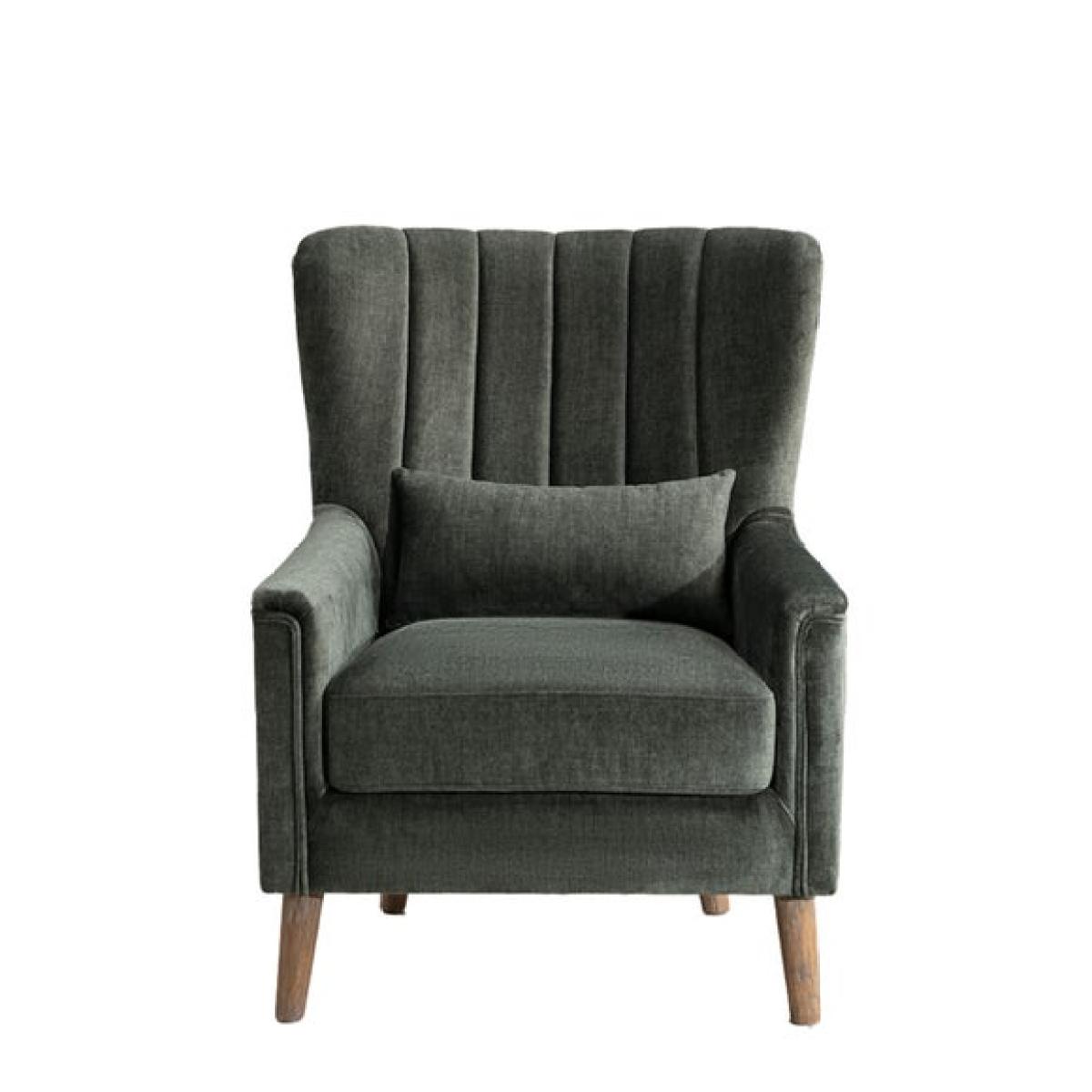 Return - Image Furnishings Charlotte Velvet Wingback Occasional Armchair, Green – image 5