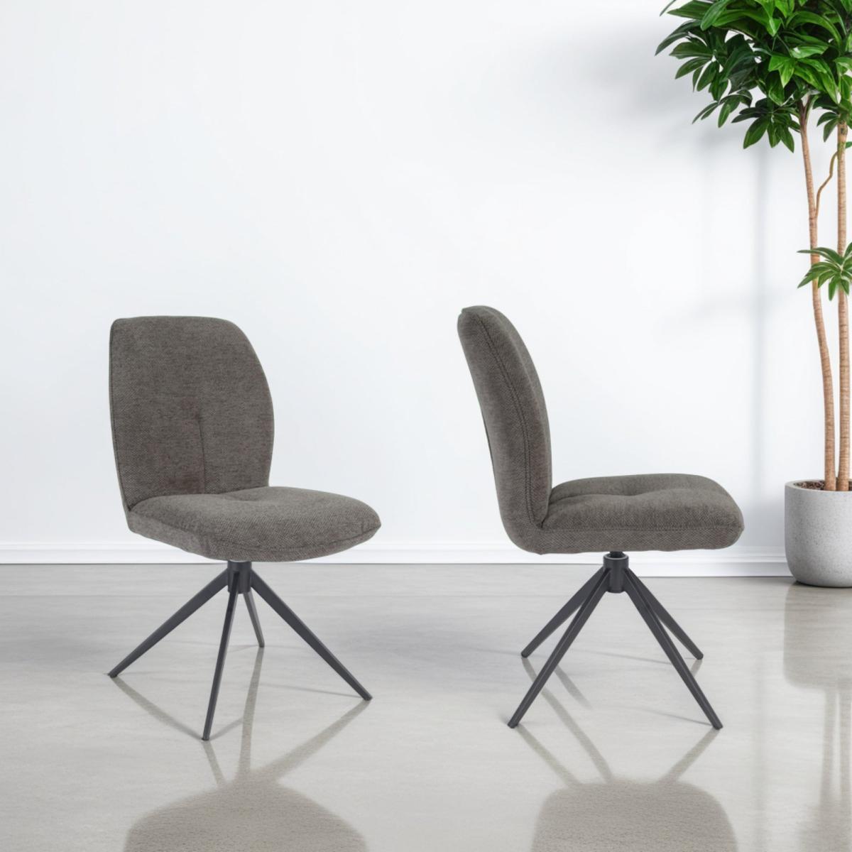 Indus Valley Set of 2 Pebble Swivel Dining Chairs – image 1
