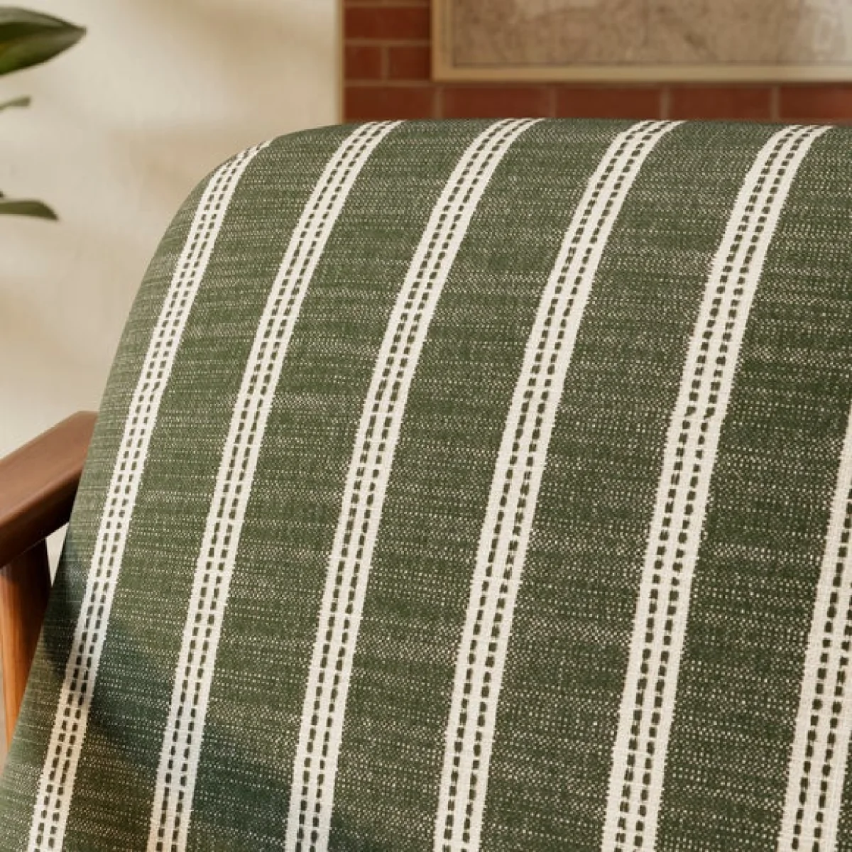 Maxwell Texture Ticking Stripe Wooden Arm Accent Chair – image 3
