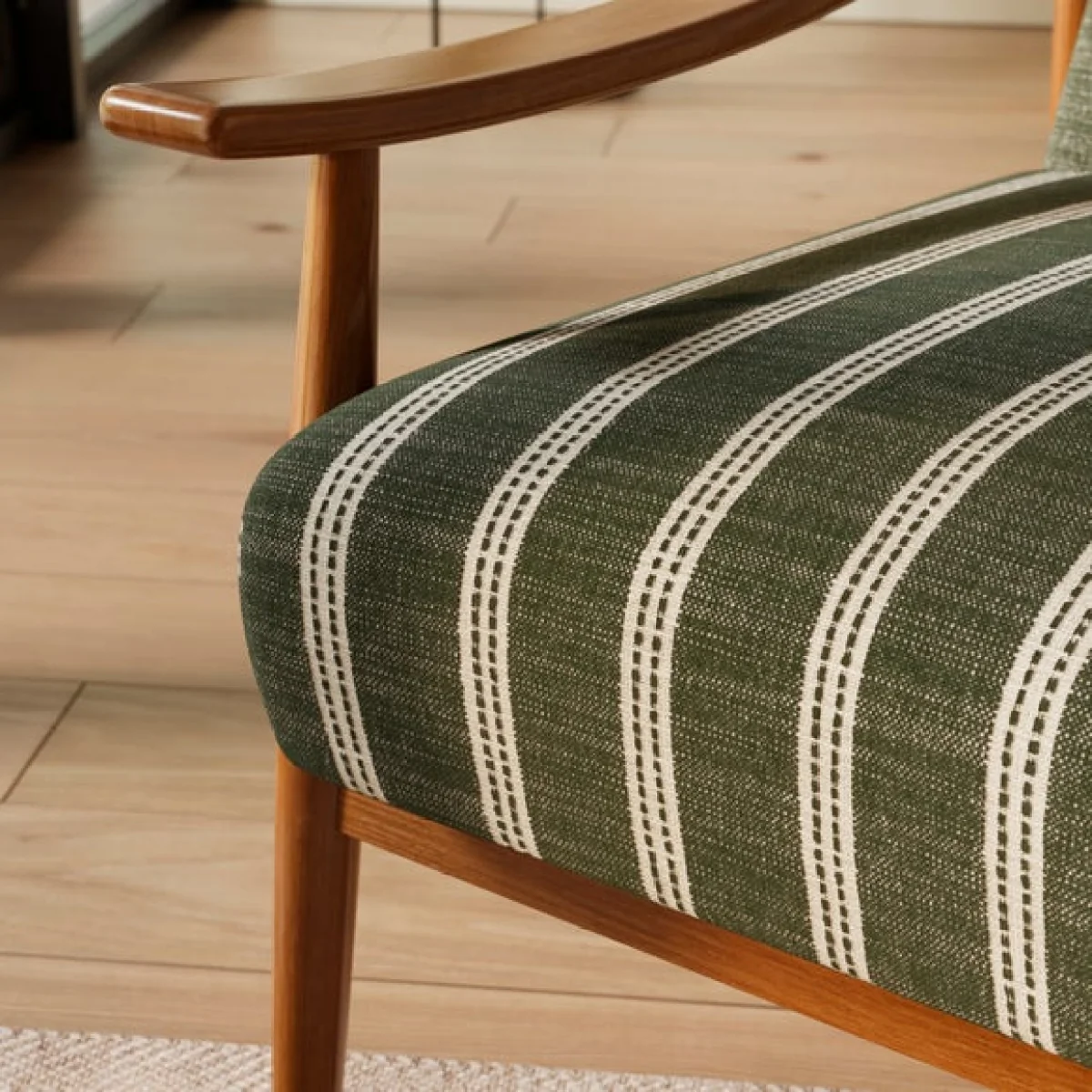 Maxwell Texture Ticking Stripe Wooden Arm Accent Chair – image 4