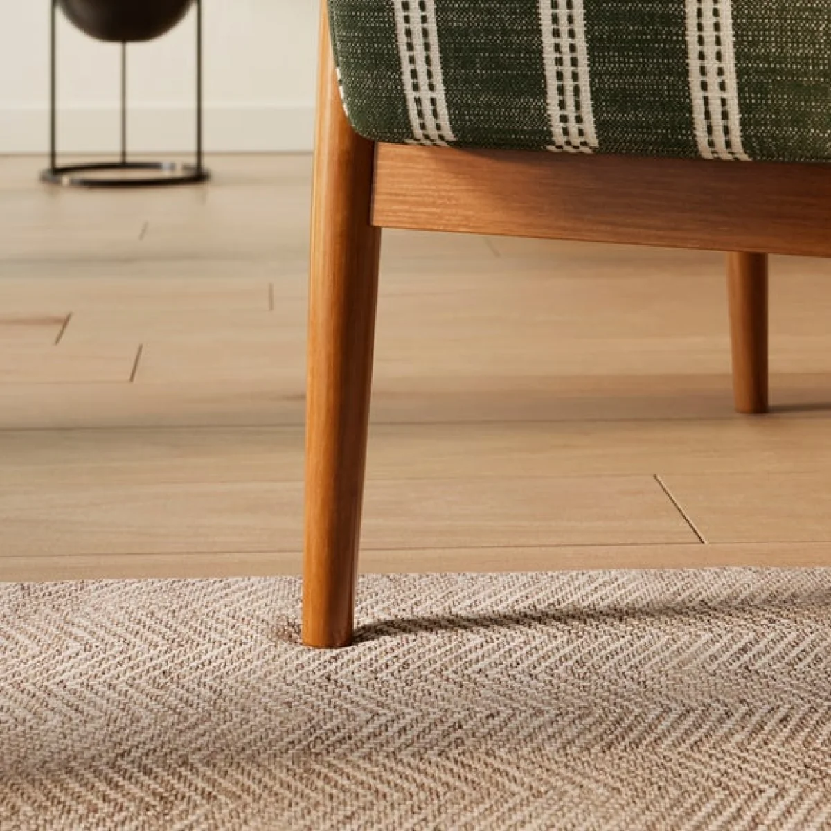 Maxwell Texture Ticking Stripe Wooden Arm Accent Chair – image 5