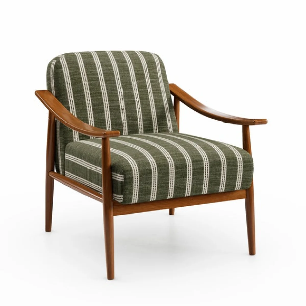 Maxwell Texture Ticking Stripe Wooden Arm Accent Chair – image 8