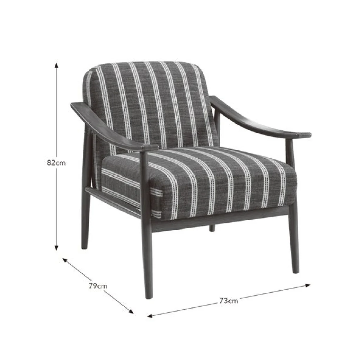 Maxwell Texture Ticking Stripe Wooden Arm Accent Chair – image 9