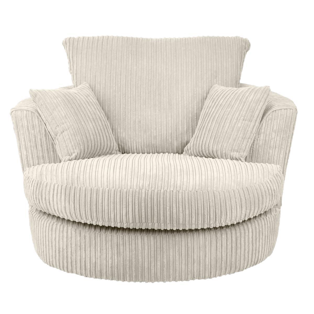 Blake Jumbo Cord Swivel Chair Cream – image 2
