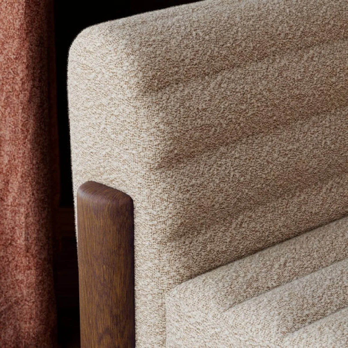 Brunswick Ribbed Tonal Boucle Chunky Wooden Accent Chair – image 3