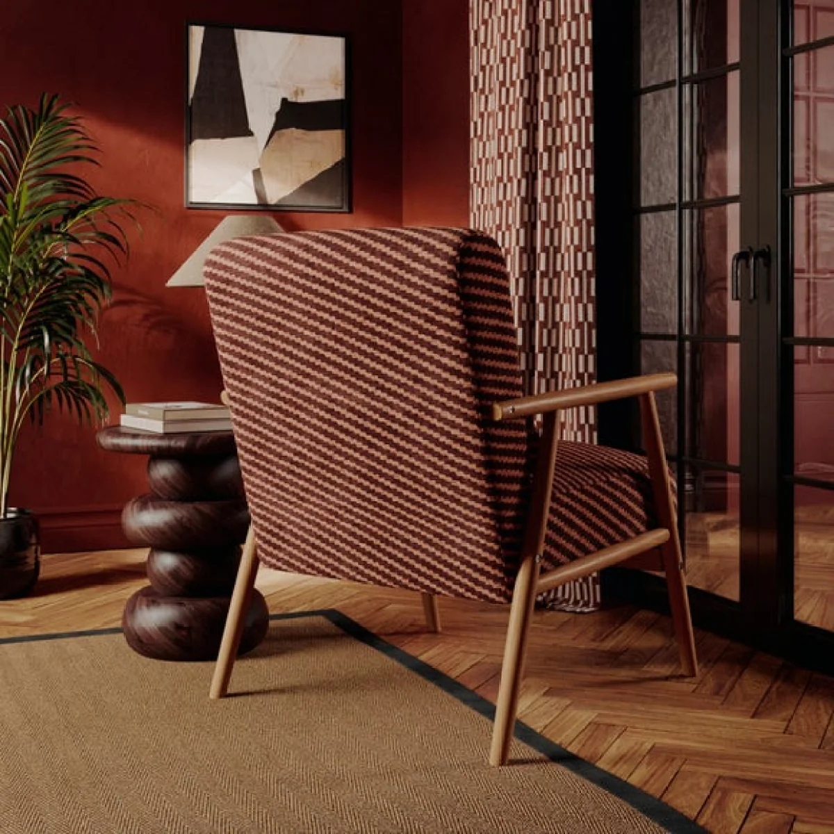 Alpine Zig Zag Chenille Spindle Chair – image 2