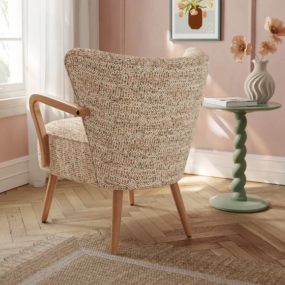Eliza Multi Woven Boucle Wooden Occasional Chair – image 2