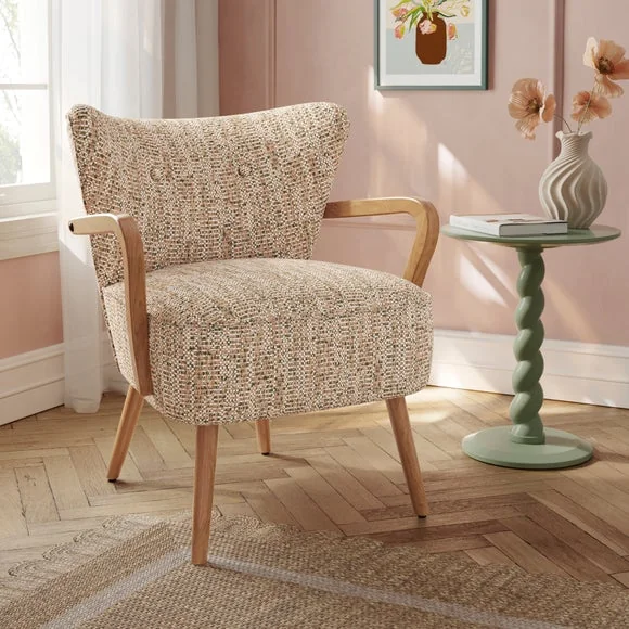 Eliza Multi Woven Boucle Wooden Occasional Chair – image 1