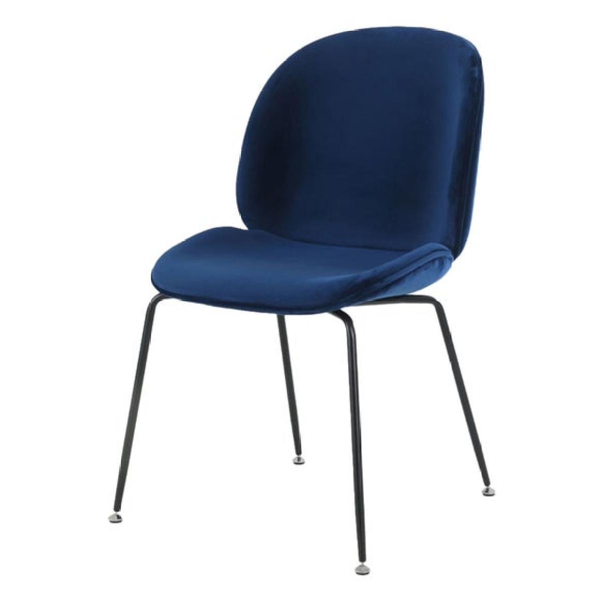 Fusion Living Luxurious Velvet Dining Chair with Black Metal Legs – image 2