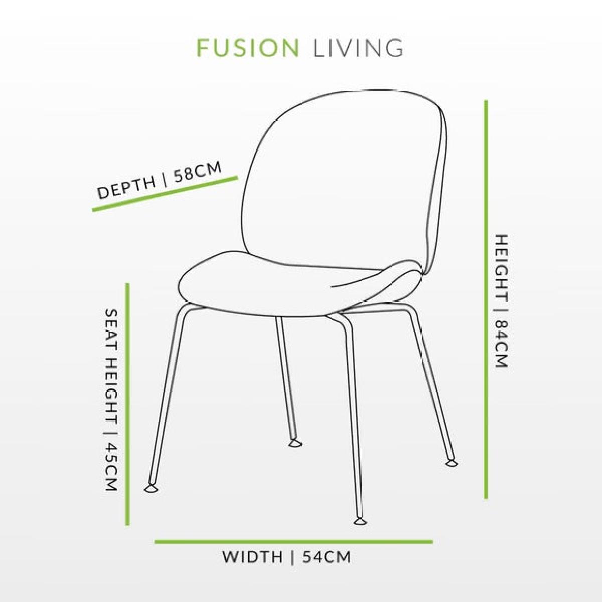 Fusion Living Luxurious Velvet Dining Chair with Black Metal Legs – image 7