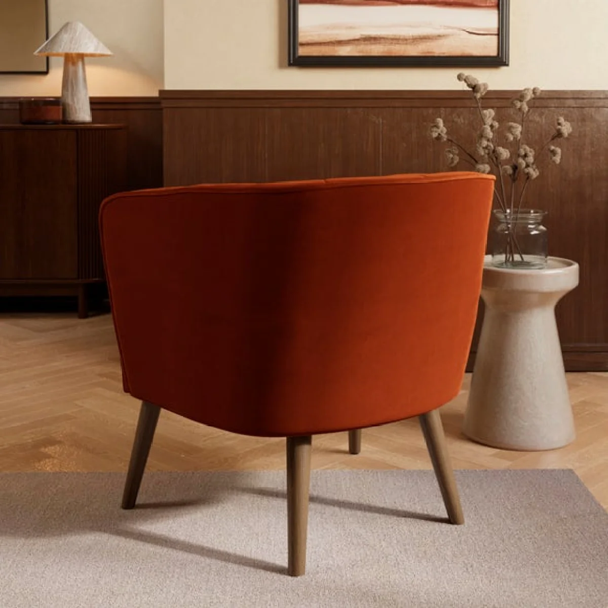 Cindi Button Back Velvet Tub Chair – image 2