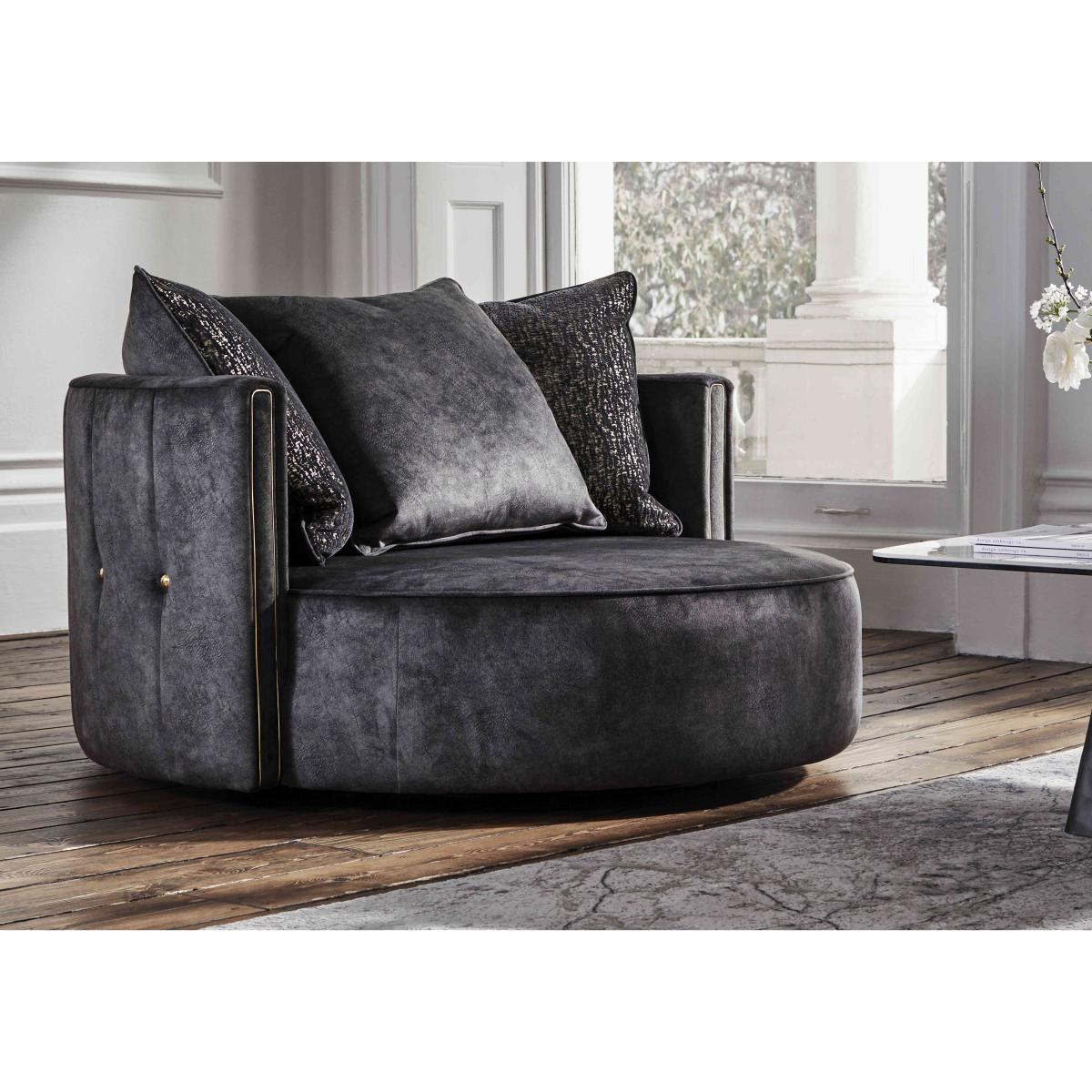 Ariana Large Fabric Swivel Chair - Dapple Chocolate – image 2