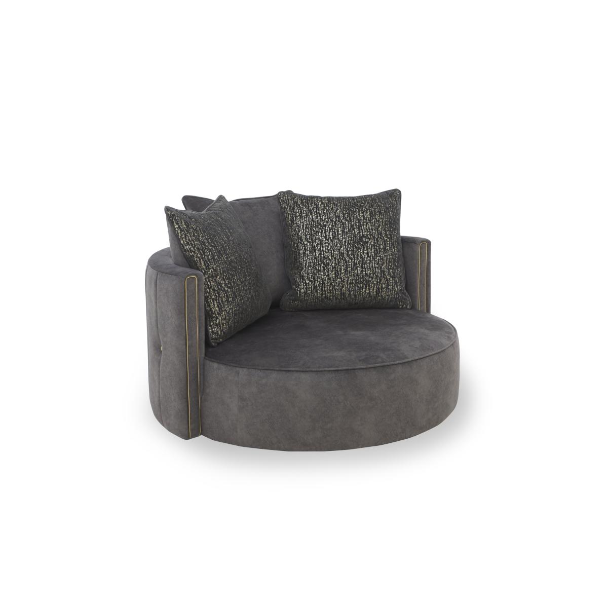 Ariana Large Fabric Swivel Chair - Dapple Chocolate – image 4