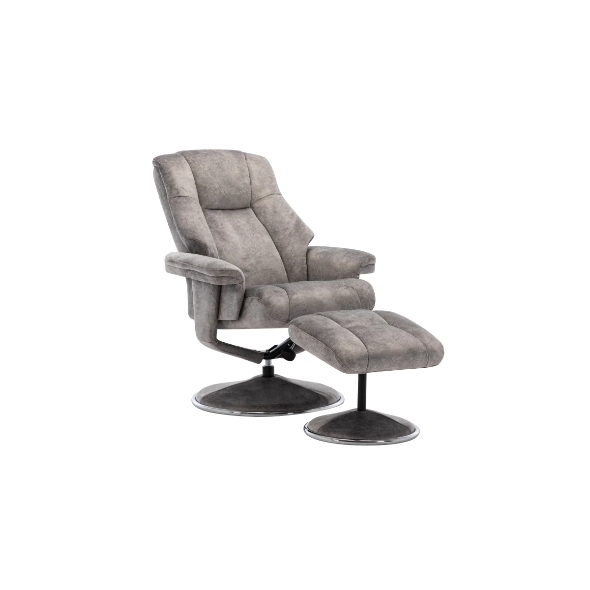 Troyes Set of 2 Fabric High-Back 360 Swivel Chairs and Footstools – image 5