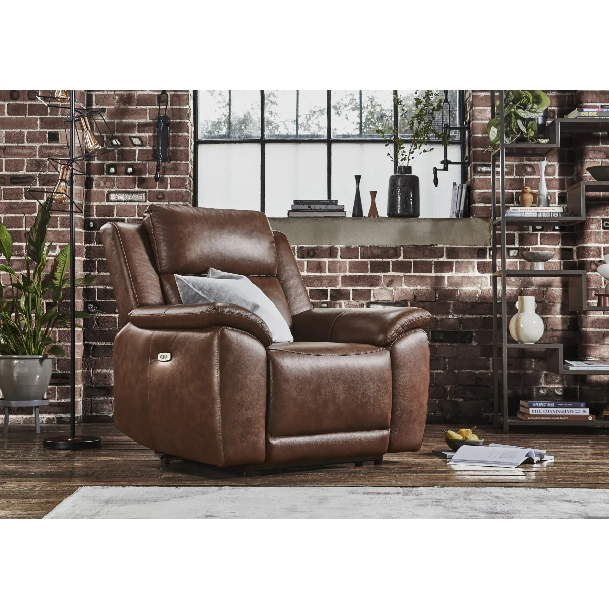 Utah Leather Chair with Power Recliner - White – image 2