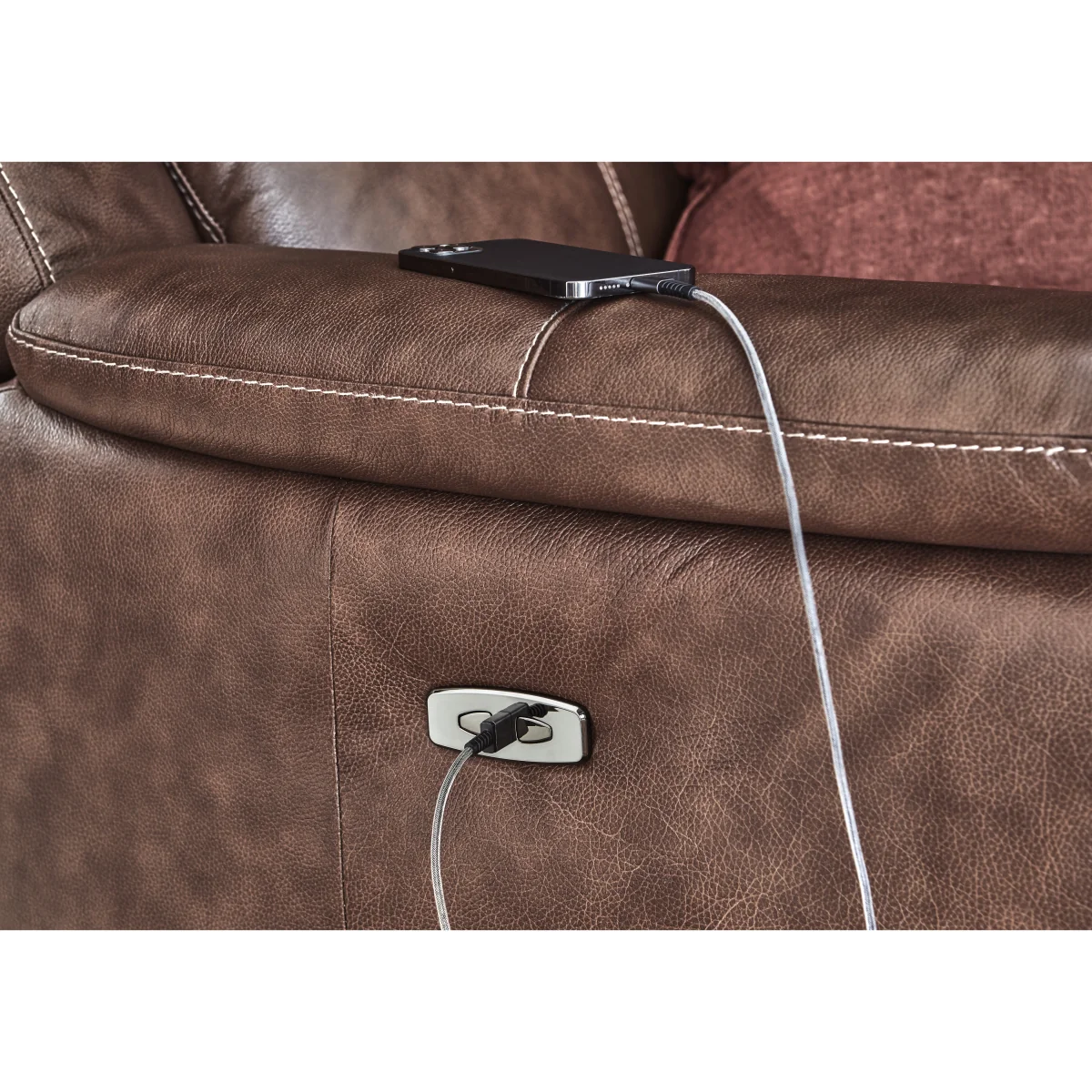 Utah Leather Chair with Power Recliner - White – image 4