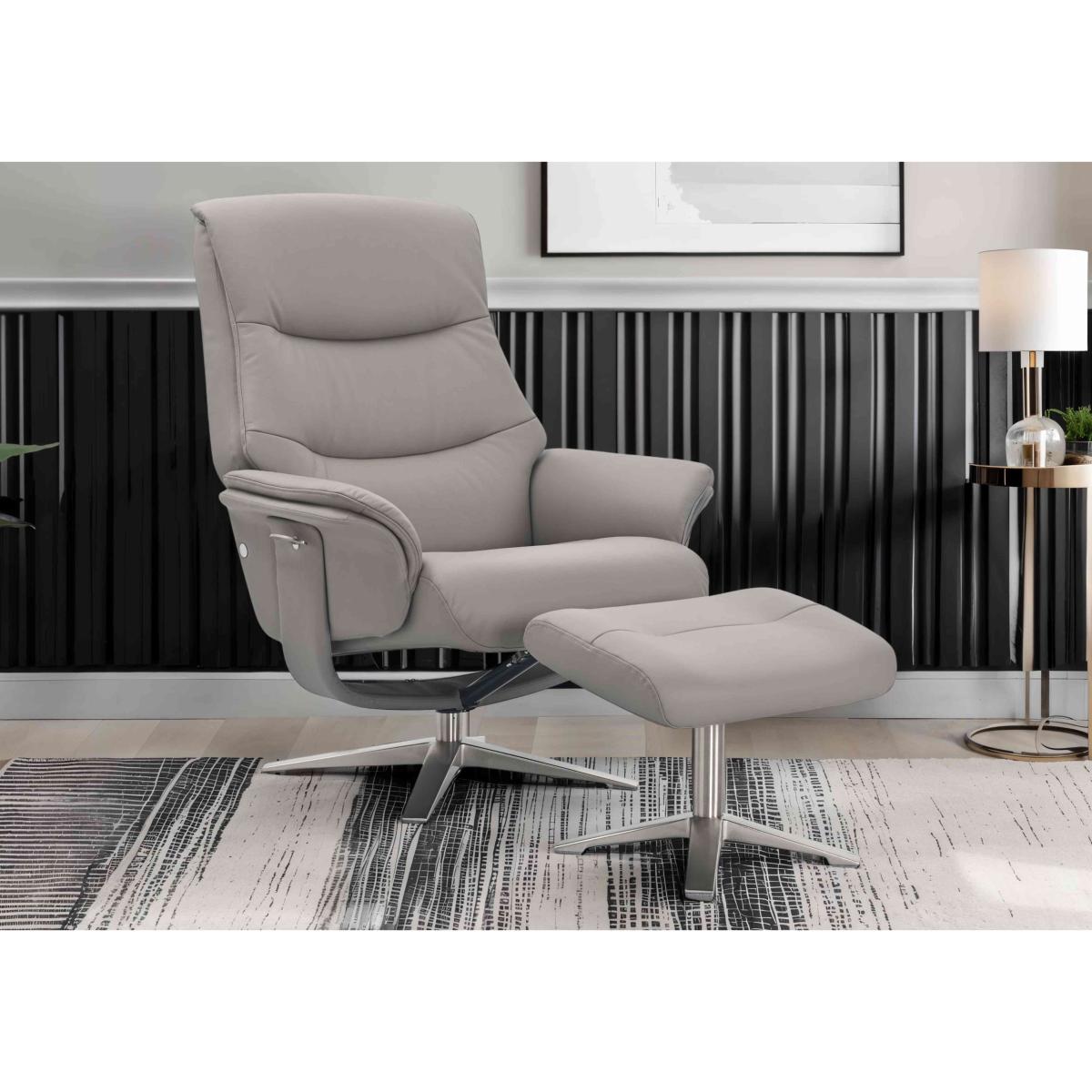 Lindos Leather Swivel Chair and Footstool – image 2