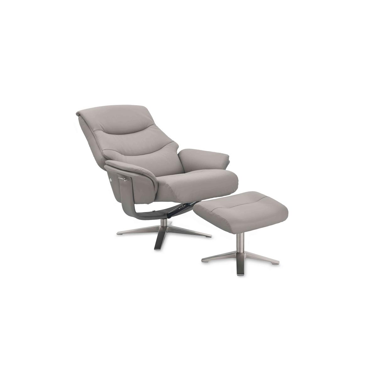 Lindos Leather Swivel Chair and Footstool – image 7