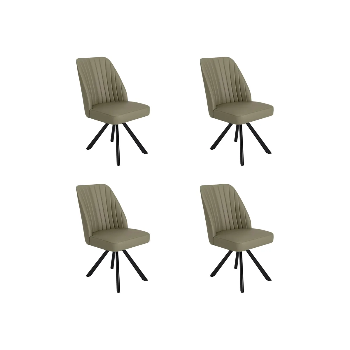 Set of 4 Sage Green Faux Leather Swivel Dining Chairs - Logan – image 1