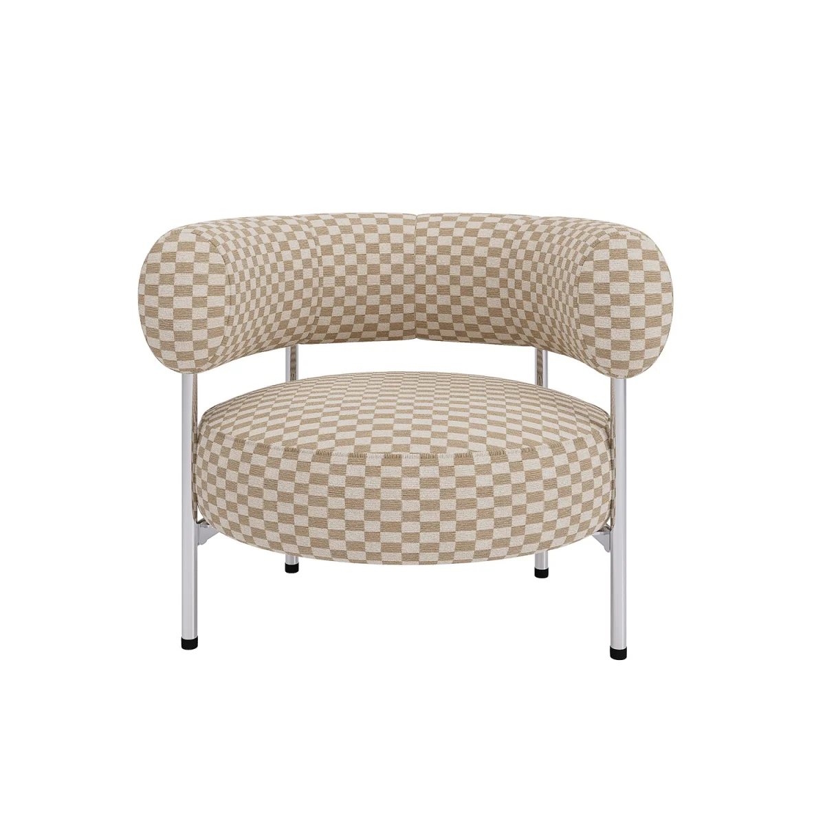 Beige Checkerboard Curved Armchair - Romy – image 6