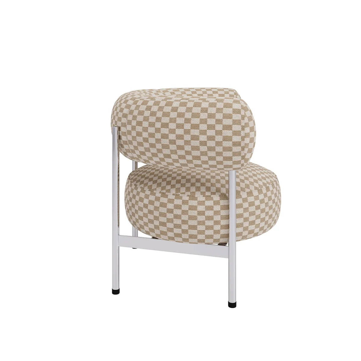 Beige Checkerboard Curved Armchair - Romy – image 7
