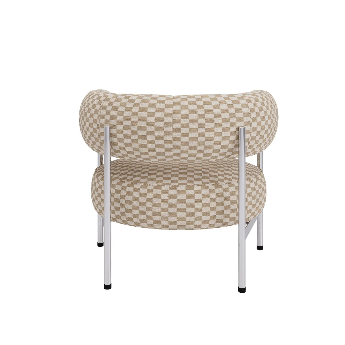 Beige Checkerboard Curved Armchair - Romy – image 8