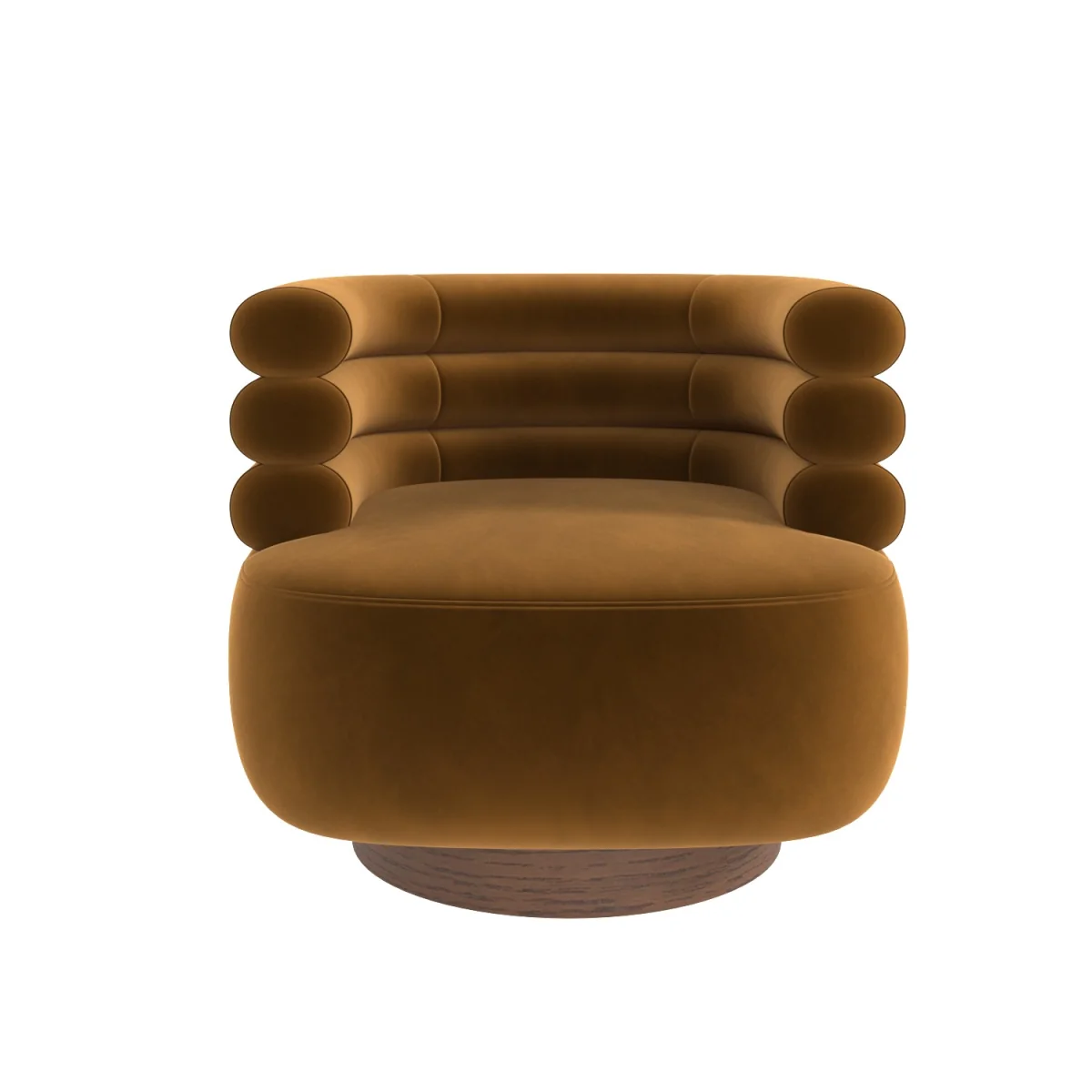 Caramel Brown Velvet Modern Swivel Armchair - Zora – image 4