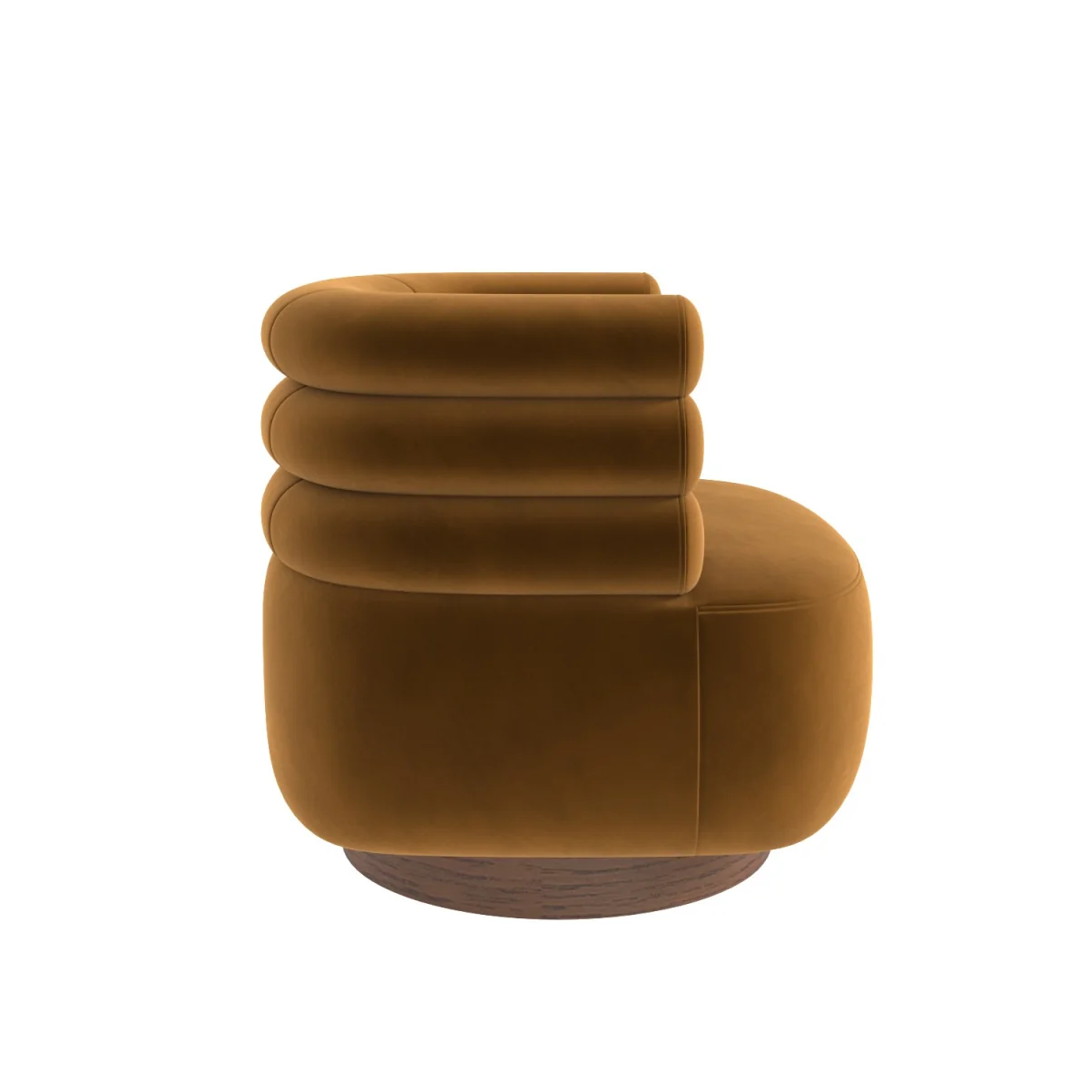 Caramel Brown Velvet Modern Swivel Armchair - Zora – image 6