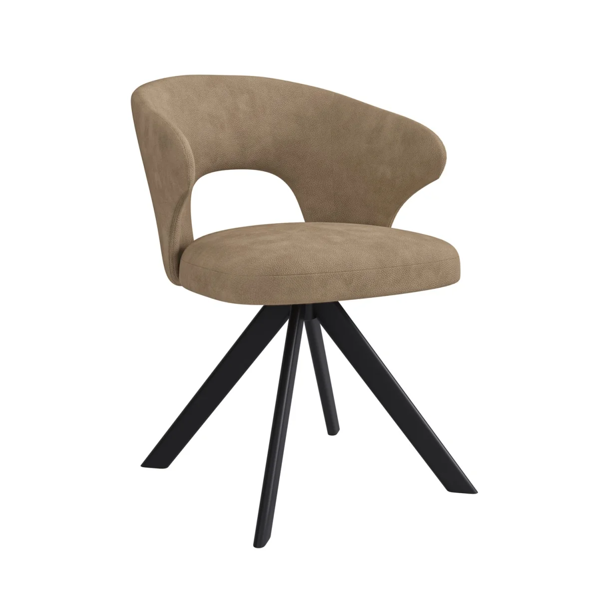 Set of 4 Beige Faux Leather Swivel Dining Chairs - Mila – image 3