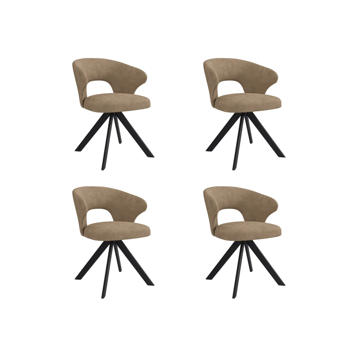 Set of 4 Beige Faux Leather Swivel Dining Chairs - Mila – image 1
