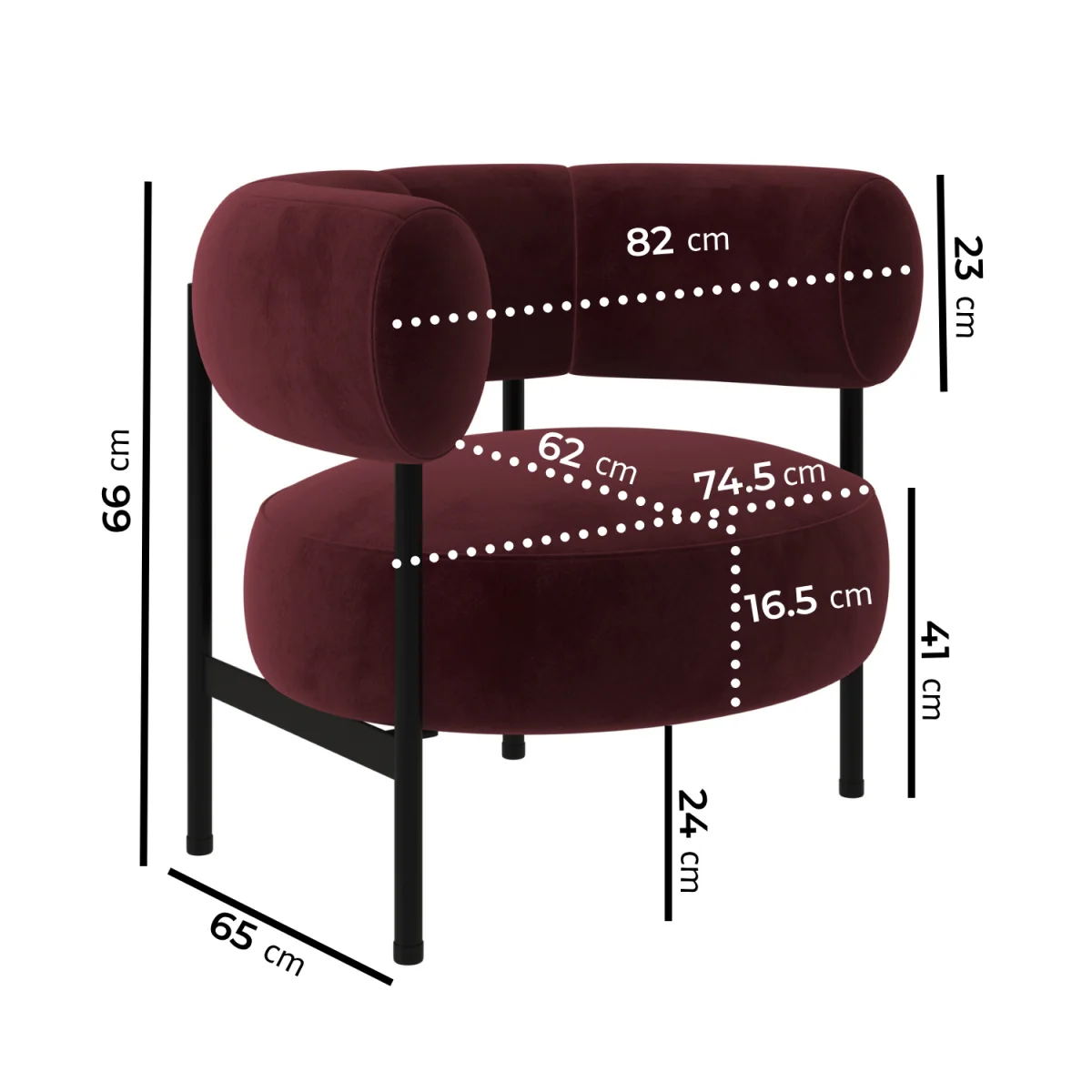 Burgundy Velvet Curved Armchair - Romy – image 4