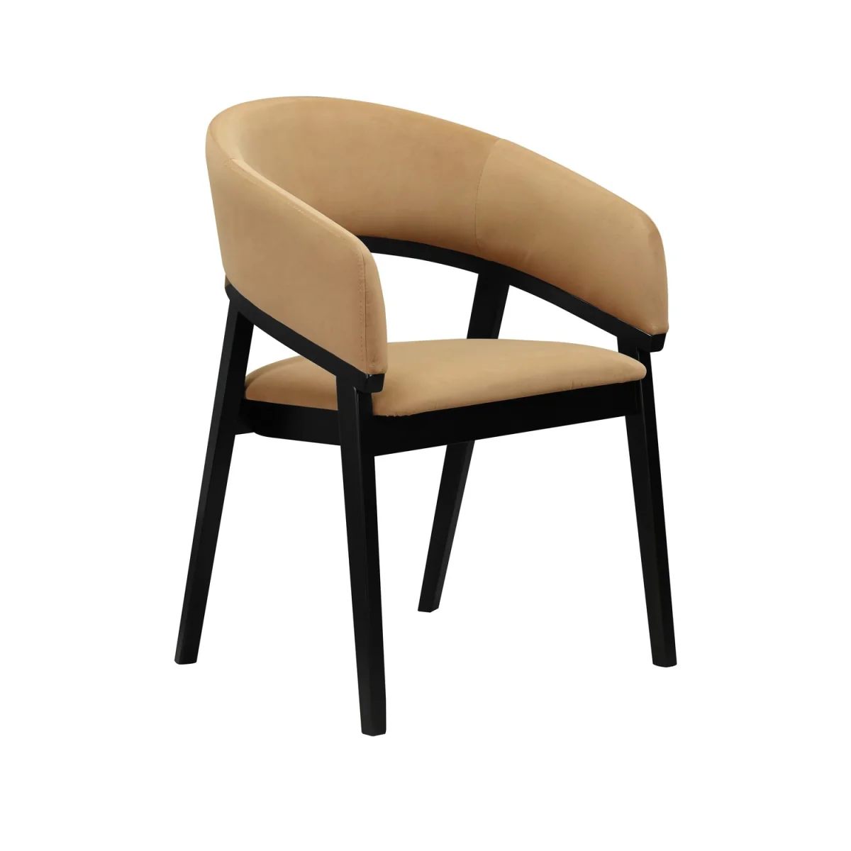 Set of 2 Black and Brown Velvet Curved Dining Chairs - Owen – image 6