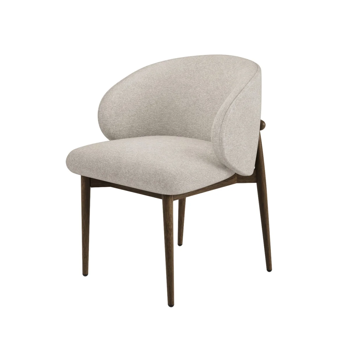 Walnut and Beige Upholstered Curved Dining Chair with Exposed Back - Kori – image 4