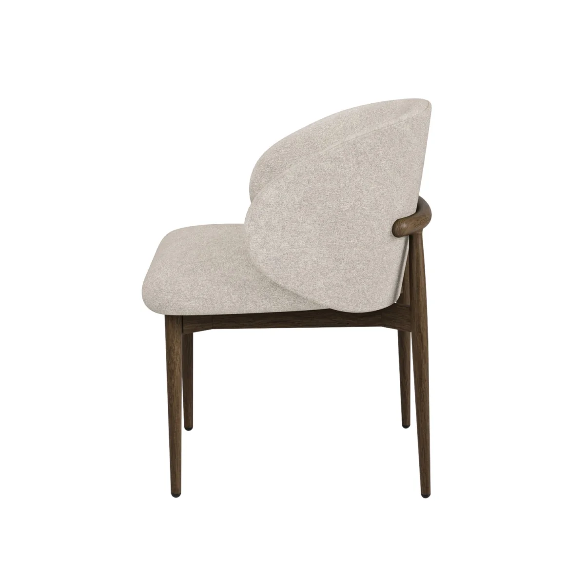 Walnut and Beige Upholstered Curved Dining Chair with Exposed Back - Kori – image 5