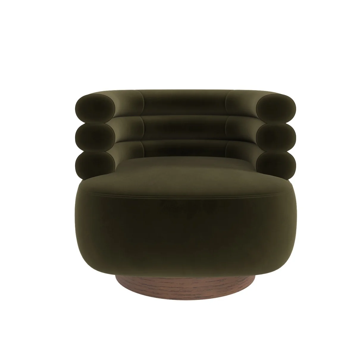 Green Velvet Modern Swivel Armchair - Zora – image 4