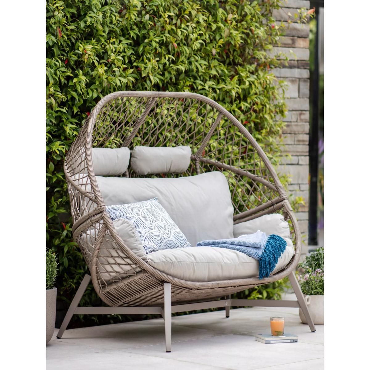 LG Outdoor Sarasota Garden Standing Double Egg Chair, Natural – image 3