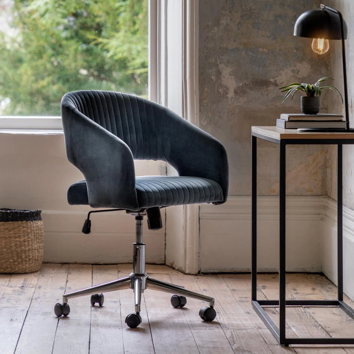 Murray Velvet Swivel Chair - Charcoal – image 1