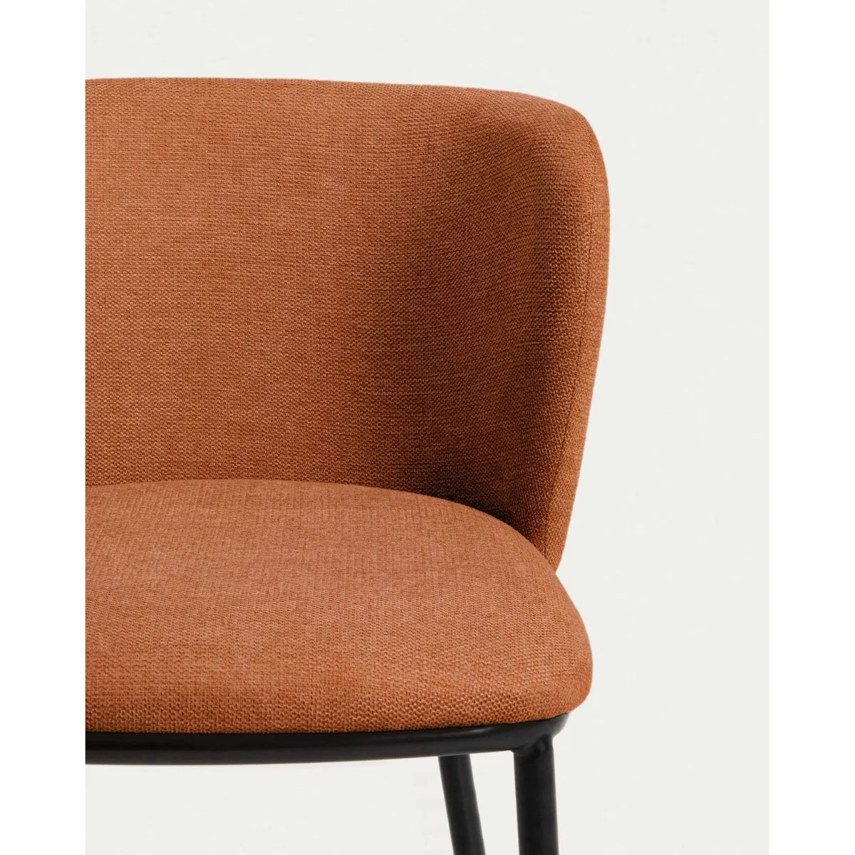 Ciselia flame-retardant terracotta thick chenille chair with black finish steel legs FSC Mix Credit – image 2