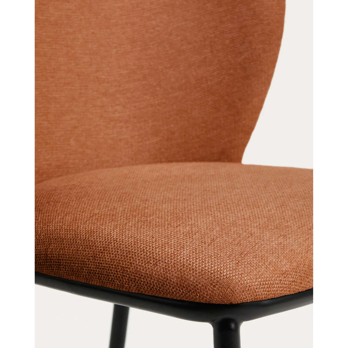 Ciselia flame-retardant terracotta thick chenille chair with black finish steel legs FSC Mix Credit – image 3