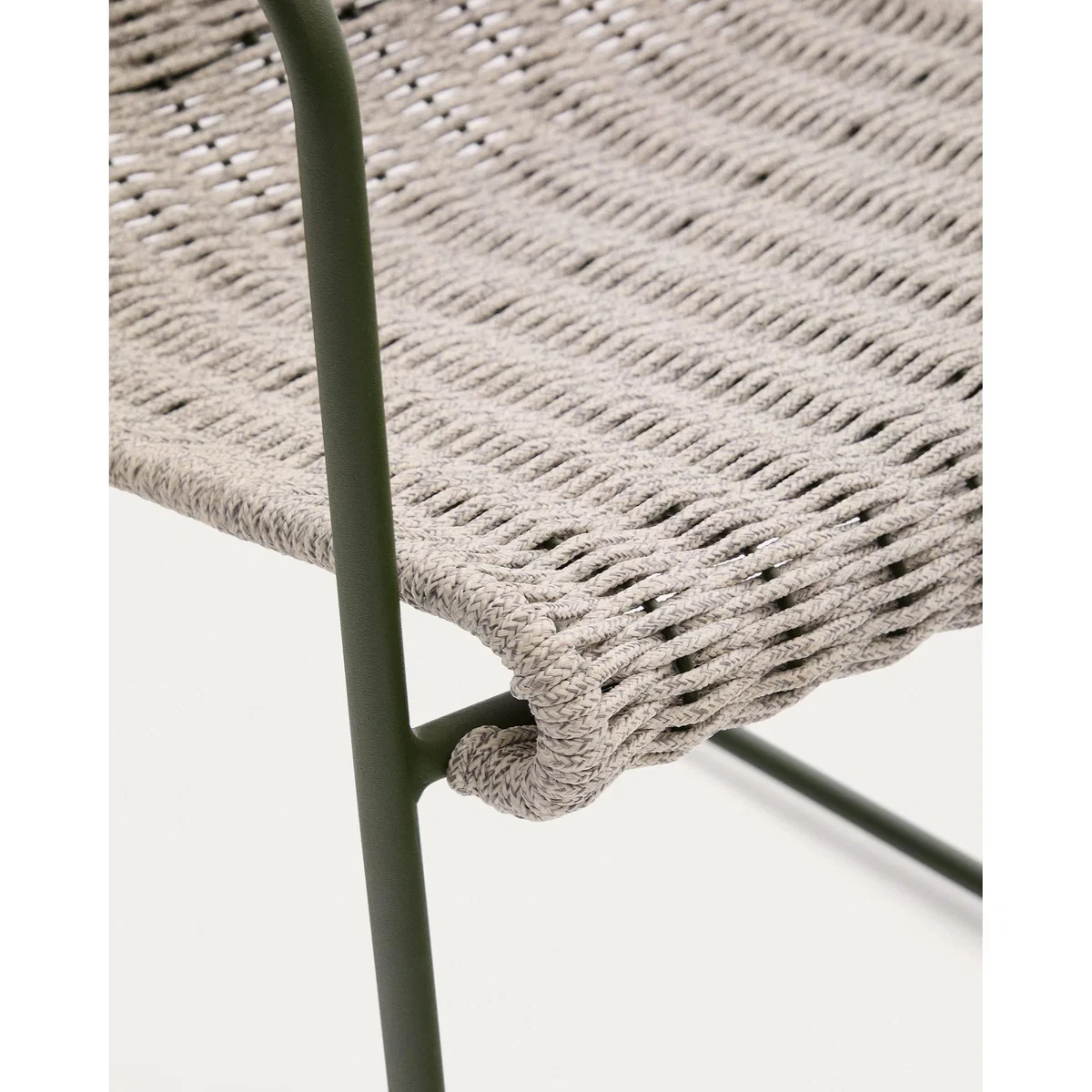 Maurina chair in green galvanised steel and ecru and grey rope cord – image 3