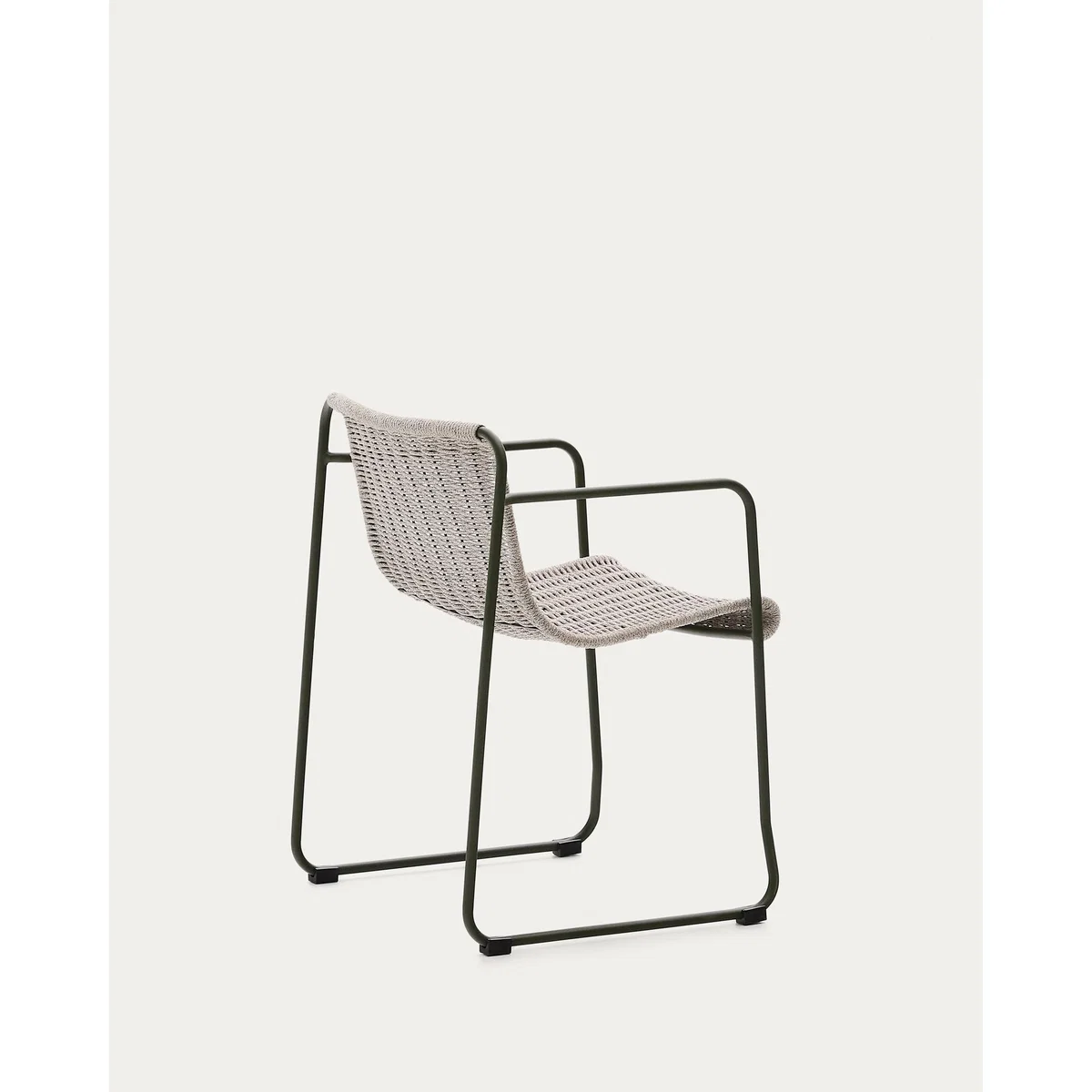 Maurina chair in green galvanised steel and ecru and grey rope cord – image 6