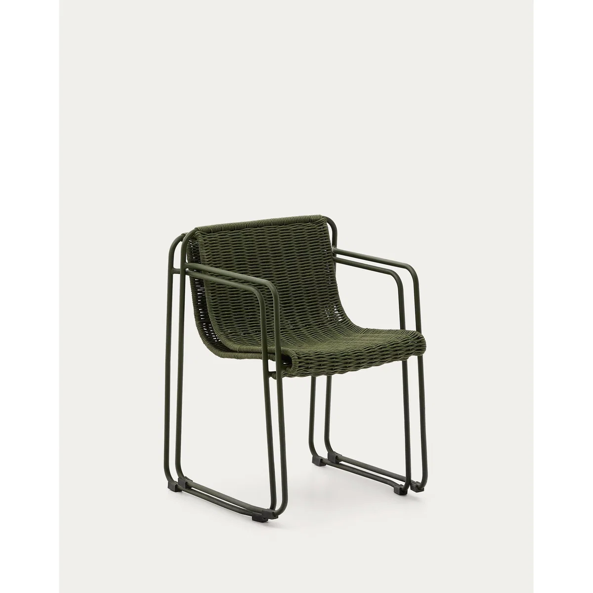 Maurina chair in green galvanised steel and ecru and grey rope cord – image 7