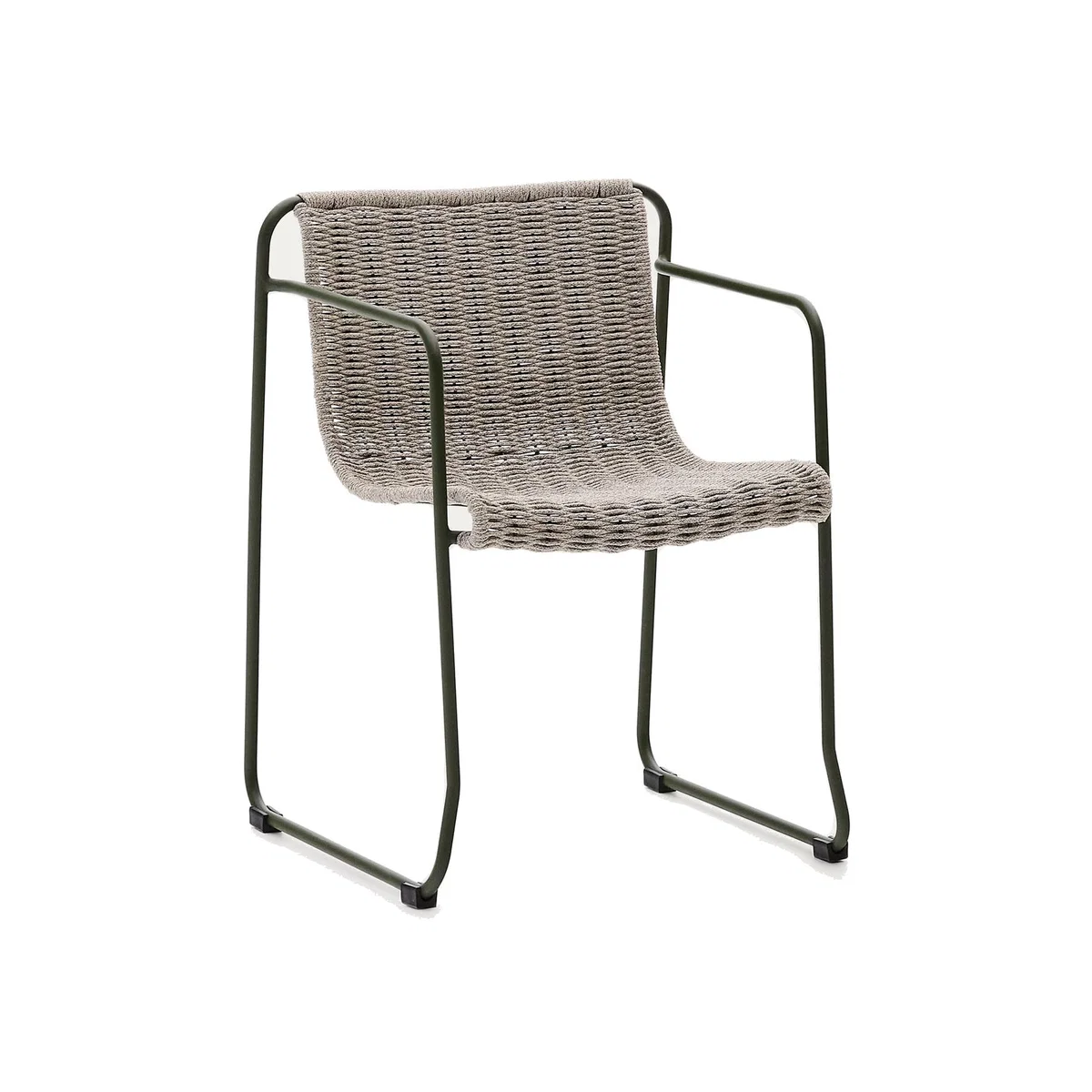 Maurina chair in green galvanised steel and ecru and grey rope cord – image 1