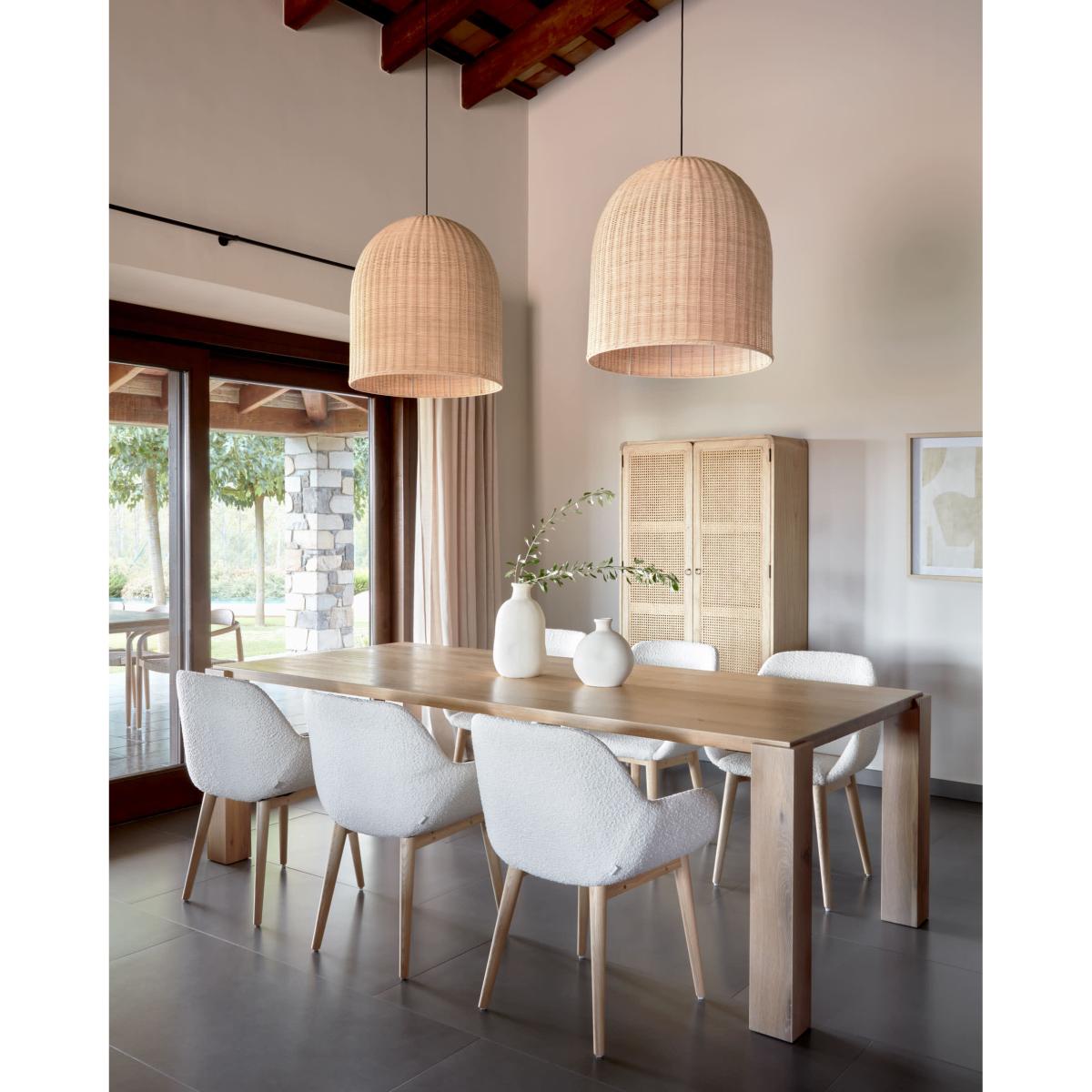 Konna chair in white fleece with solid ash wood legs in a natural finish FR – image 4