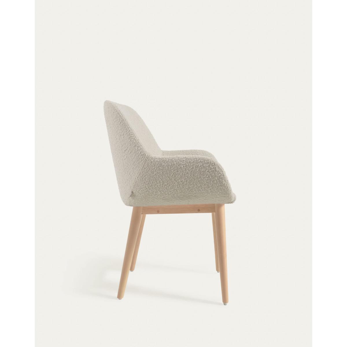 Konna chair in white fleece with solid ash wood legs in a natural finish FR – image 6