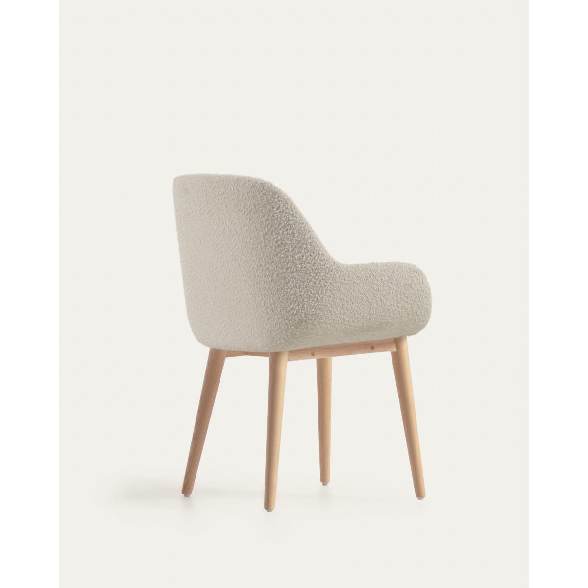 Konna chair in white fleece with solid ash wood legs in a natural finish FR – image 7